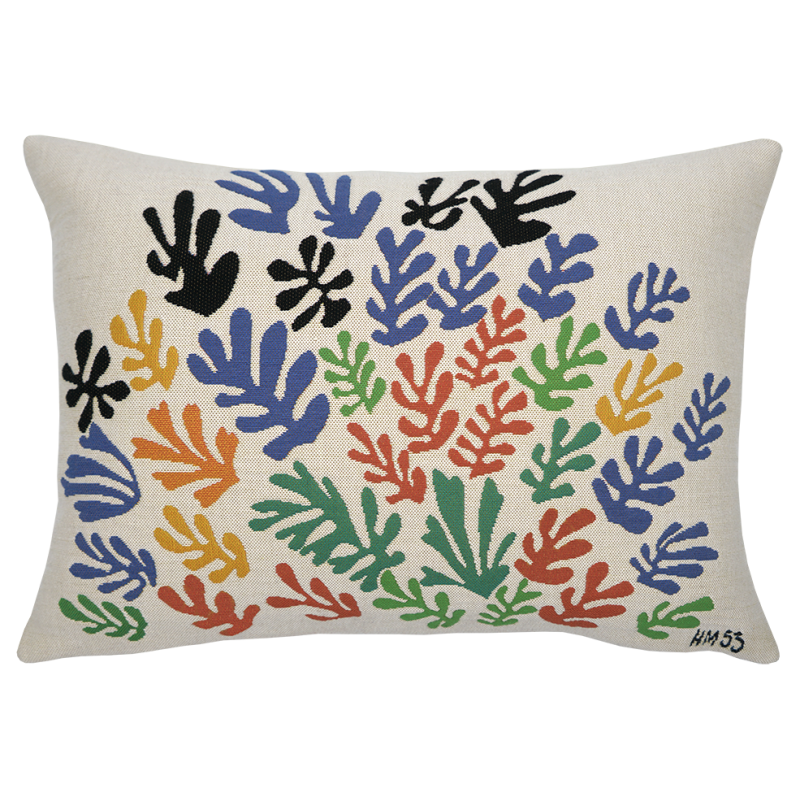 Contemporary and design Matisse cushion by Jules Pansu, inspired by The Sheaf. Jacquard-woven, made in france