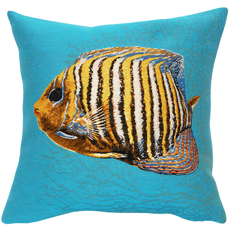Housse de coussin décorative au motif de poisson tropical. Jules Pansu soldes