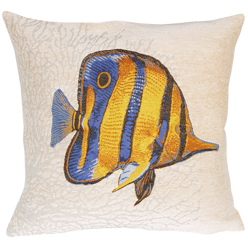 Housse de coussin décorative au motif de poisson tropical Mousse. Jules Pansu soldes