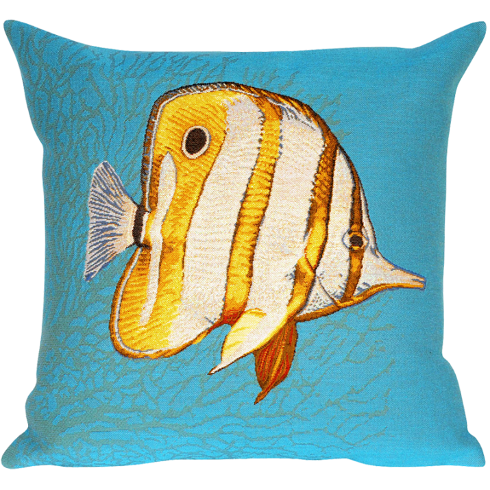 Housse de coussin décorative au motif de poisson tropical Mousse. Jules Pansu soldes