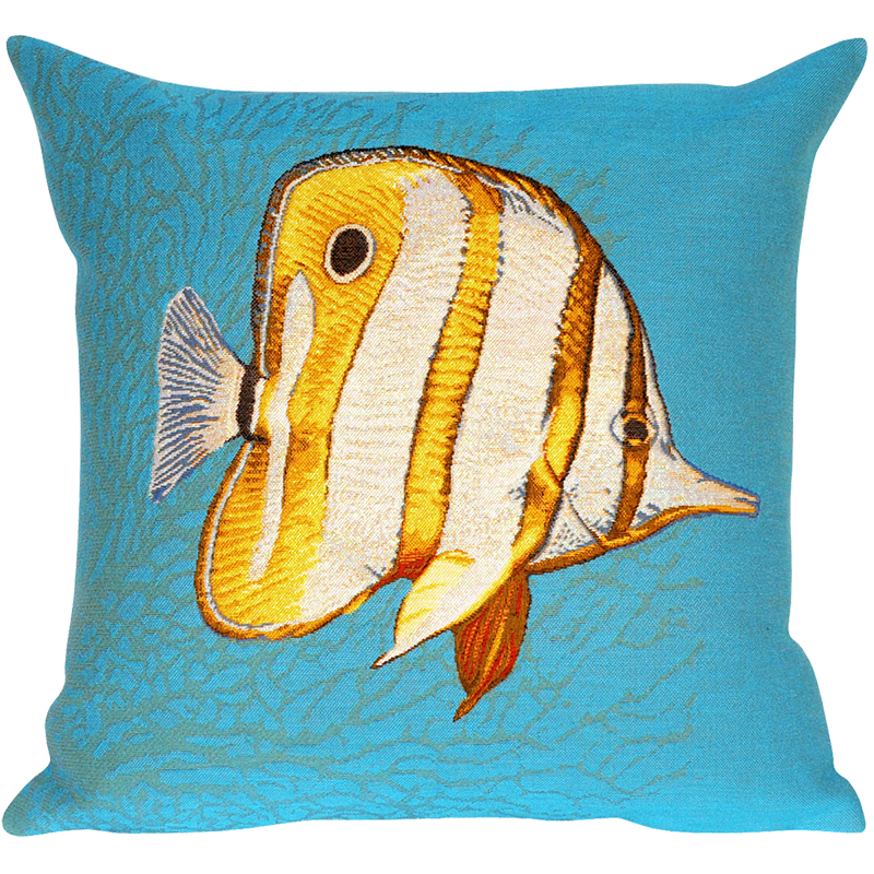 Housse de coussin décorative au motif de poisson tropical Mousse. Jules Pansu soldes