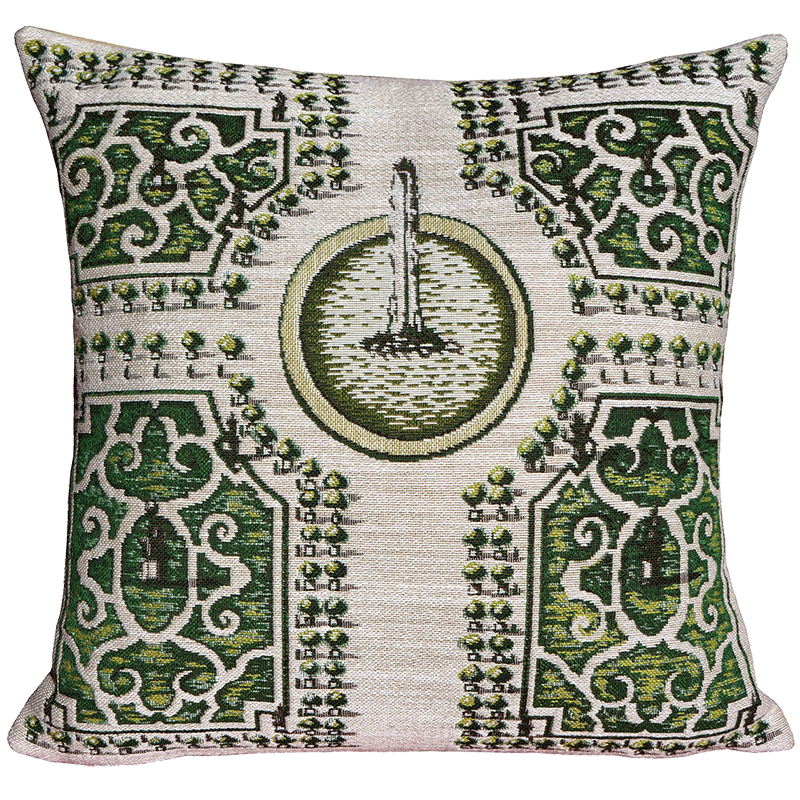 "Le Bassin" cushion, Tuileries Garden design, jacquard fabric, floral pattern, Jules Pansu, sale, special offer