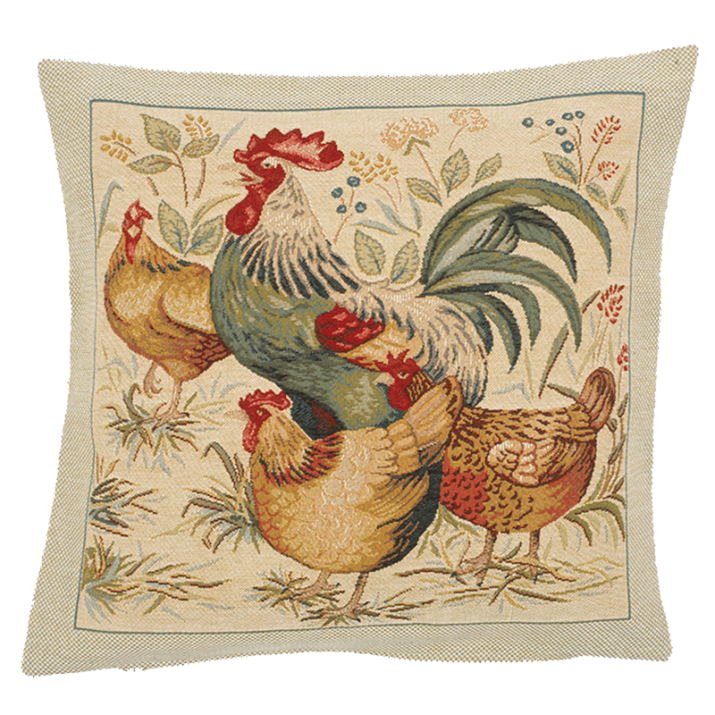 Coussin ambiance campagne, vintage, coq Picoti - Jules Pansu