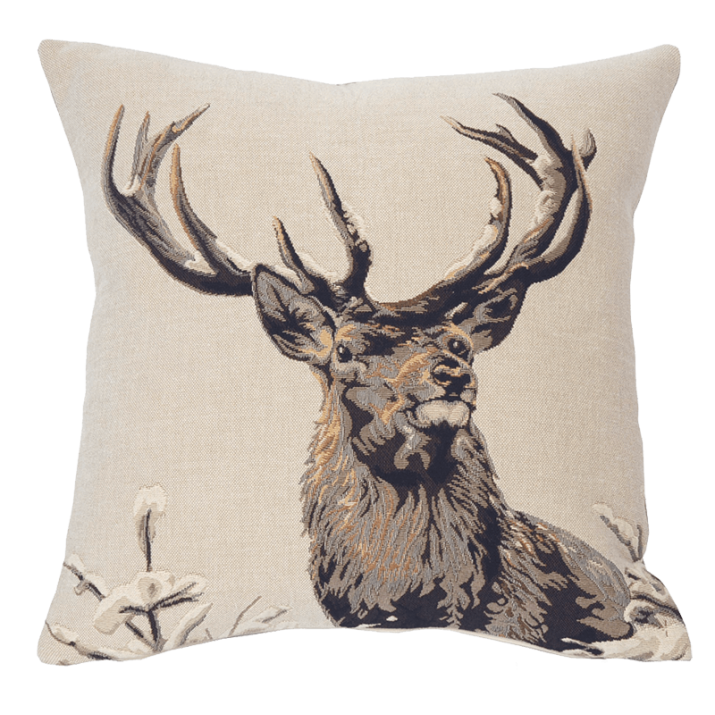Coussin Cerf Royal, minimaliste, montagne, graphique - Jules Pansu