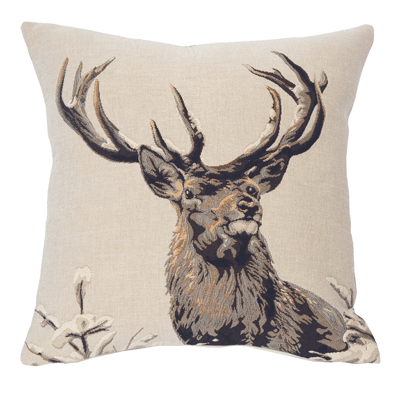 Coussin Cerf Royal, minimaliste, montagne, graphique - Jules Pansu