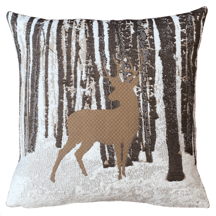 Coussin Cerf des bois, forêt, ombre, tissé  - Jules Pansu