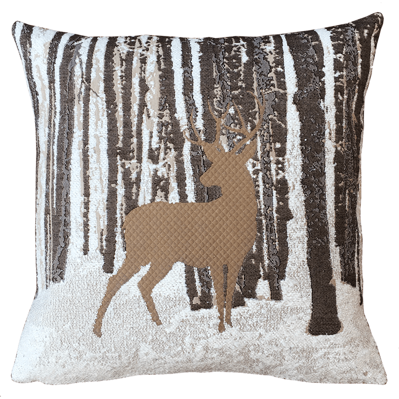 Coussin Cerf des bois, forêt, ombre, tissé  - Jules Pansu