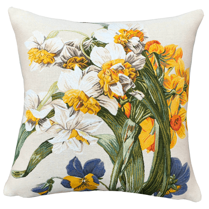 Jules Pansu Pamina Floral White Neutral Designer Cushion Pillow Cover 
