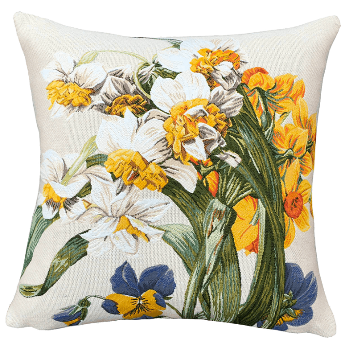 Coussin fleurs Narcisses - Jules Pansu