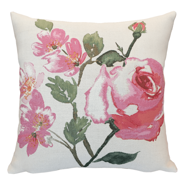 Floral cushion Old roses, watercolour, antique, countryside - Jules Pansu