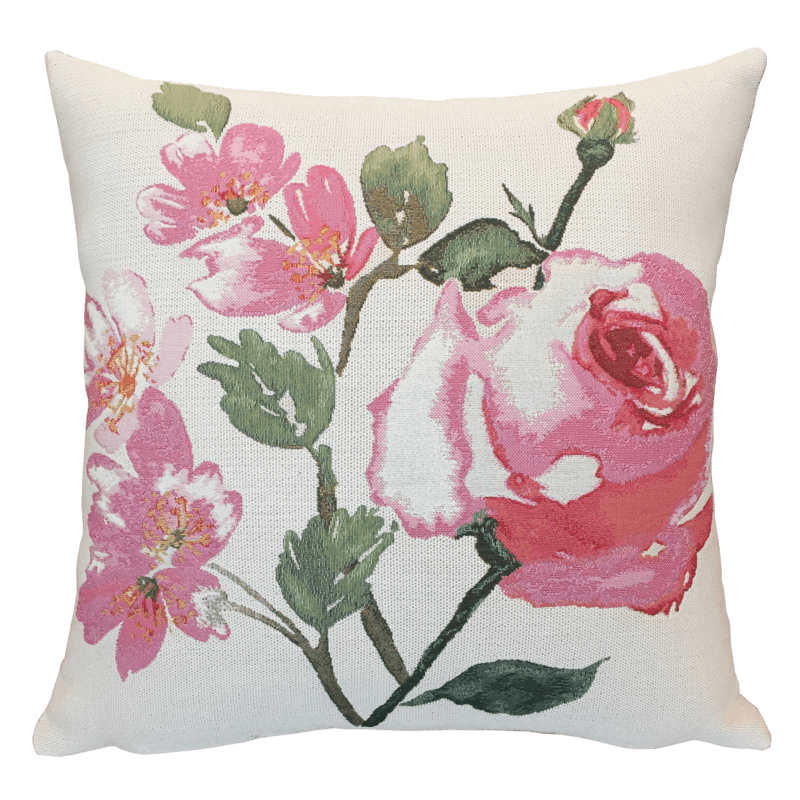 Floral cushion Old roses, watercolour, antique, countryside - Jules Pansu