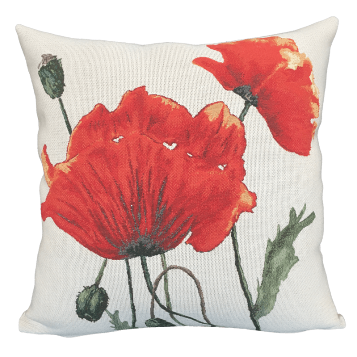 Poppy floral cushion Ladies, spring, countryside, red - Jules Pansu