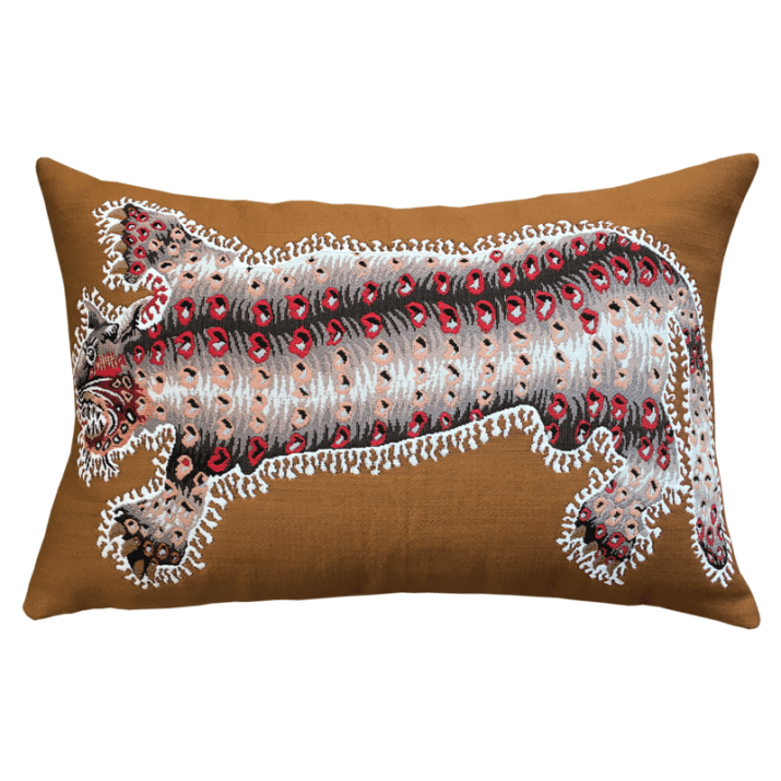Tapestry cushion Lurçat "Tigre ou Pantère" brown - rectangular - Jules Pansu