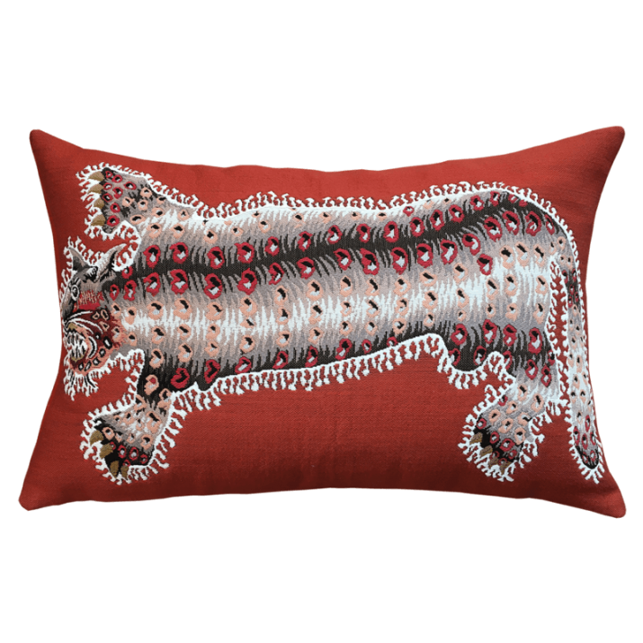 Tapestry cushion Lurçat "Tigre ou Pantère" red - rectangular - Jules Pansu