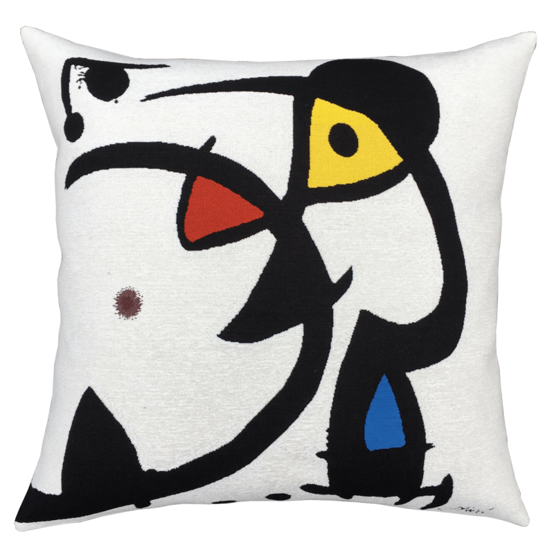 Cushion Deux personnages hantés par un oiseau 1976 Miro - Jules Pansu
