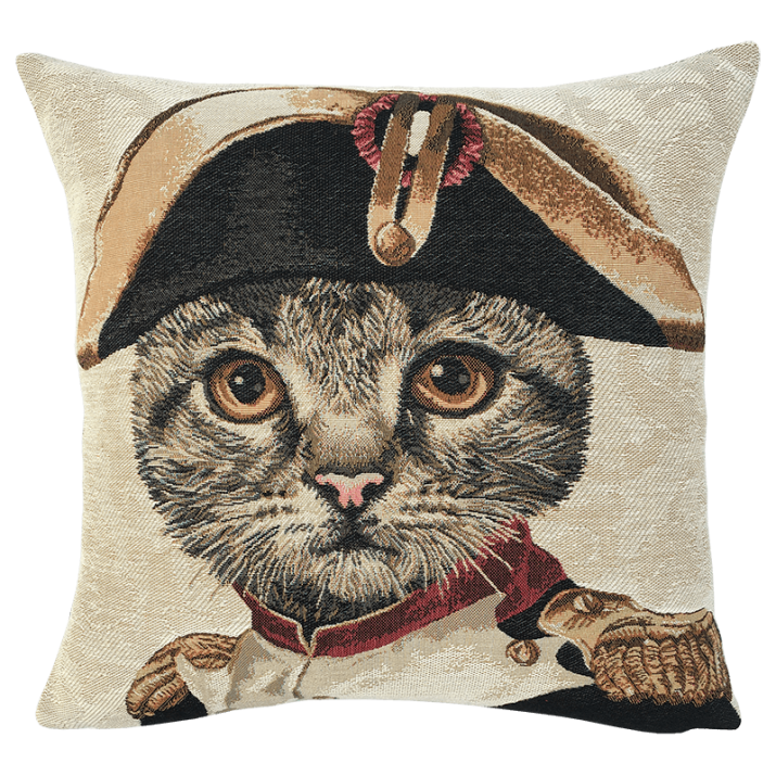 Coussin chat Napoléon beige - Jules Pansu