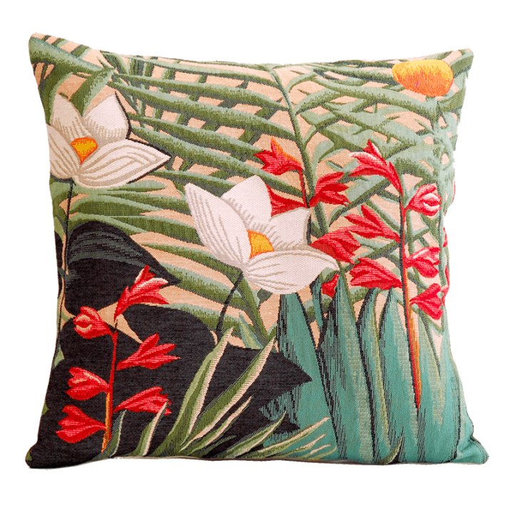 Water lily jungle cushion, Henri ,Douanier Rousseau, white flower, - Jules Pansu - Jules Pansu