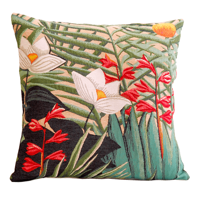Water lily jungle cushion, Henri ,Douanier Rousseau, white flower, - Jules Pansu - Jules Pansu
