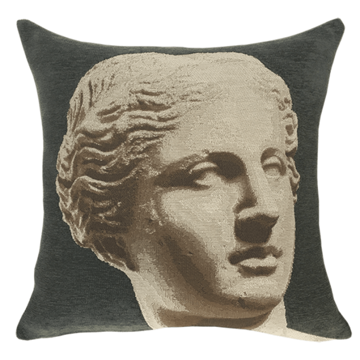 Grey Venus de Milo cushion, statue, Louvre Museum, design, elegant, face - Jules Pansu