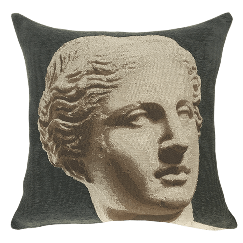 Grey Venus de Milo cushion, statue, Louvre Museum, design, elegant, face - Jules Pansu