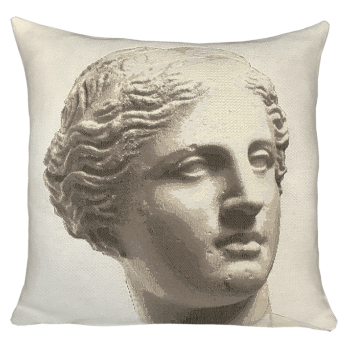 Coussin Vénus de milo blanc, statue, musée du louvre, design, élégant, visage  - Jules Pansu