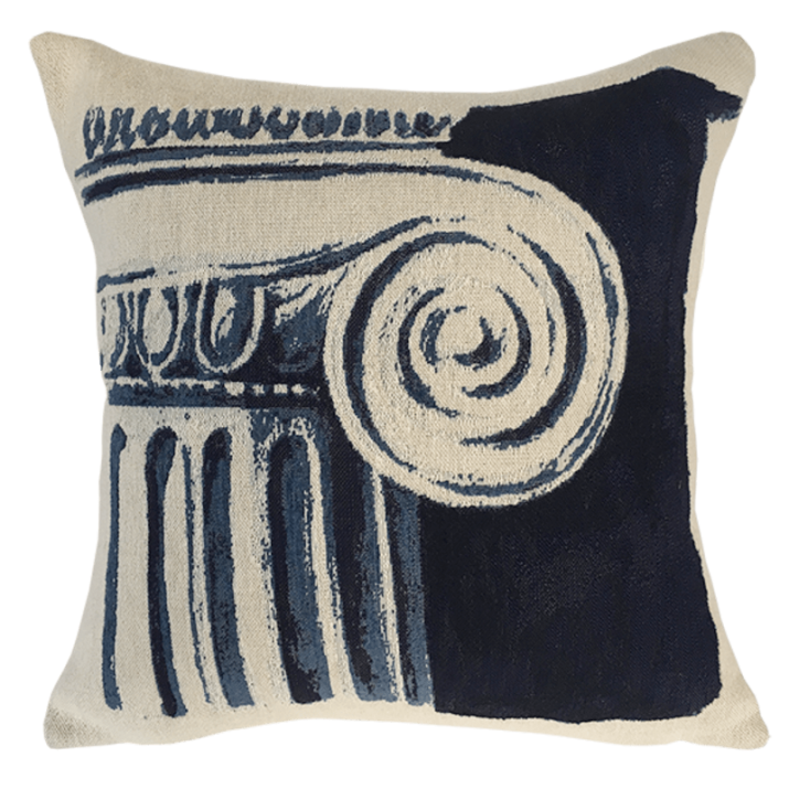 Coussin grèce antique Colonne bleu, méditerranéen, histoire, design - Jules Pansu