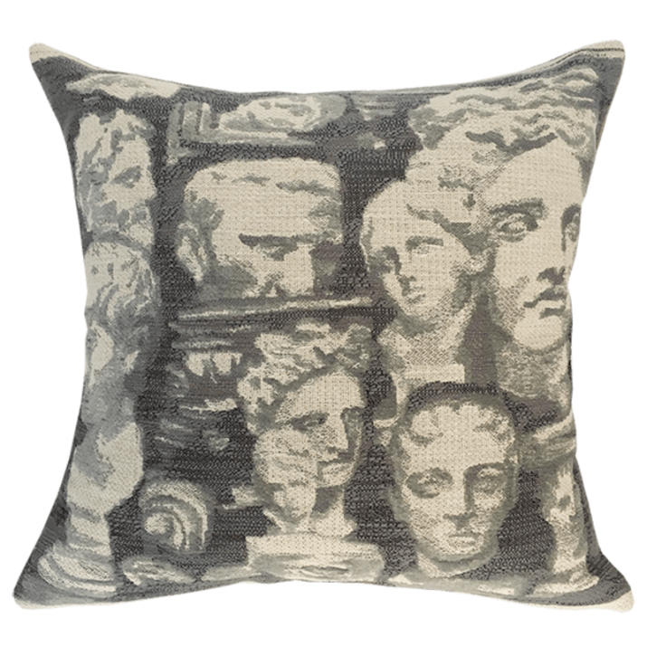Coussin grèce antique gris, visage, buste, grèce, rome antique - Jules Pansu