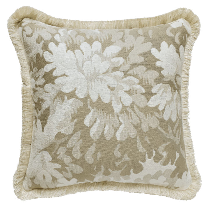 Bergère beige tapestry leaf cushion - Jules Pansu