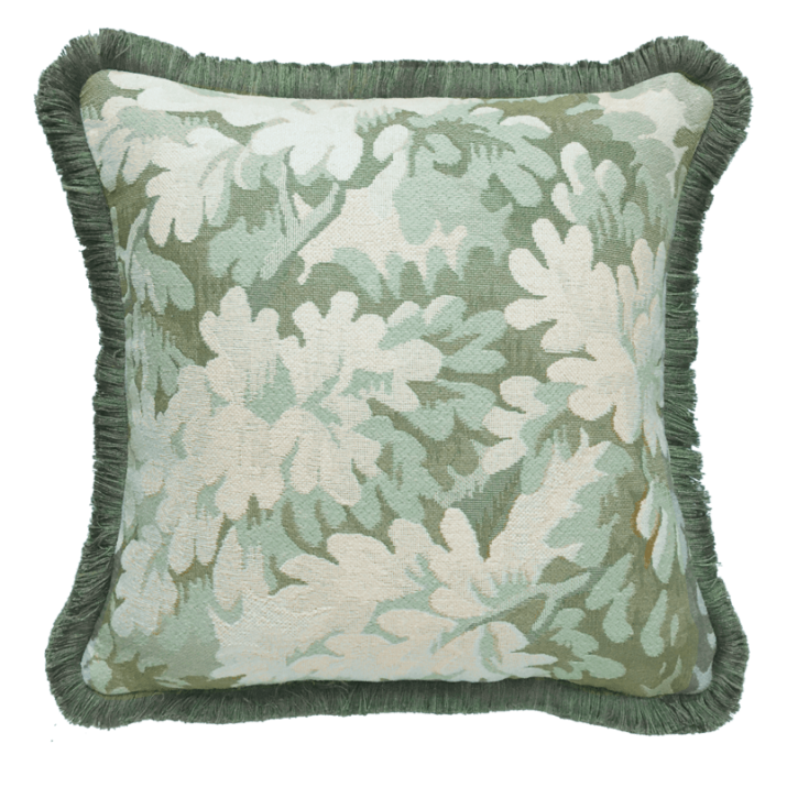 Coussin feuillage tapisserie Bergère vert - Jules Pansu