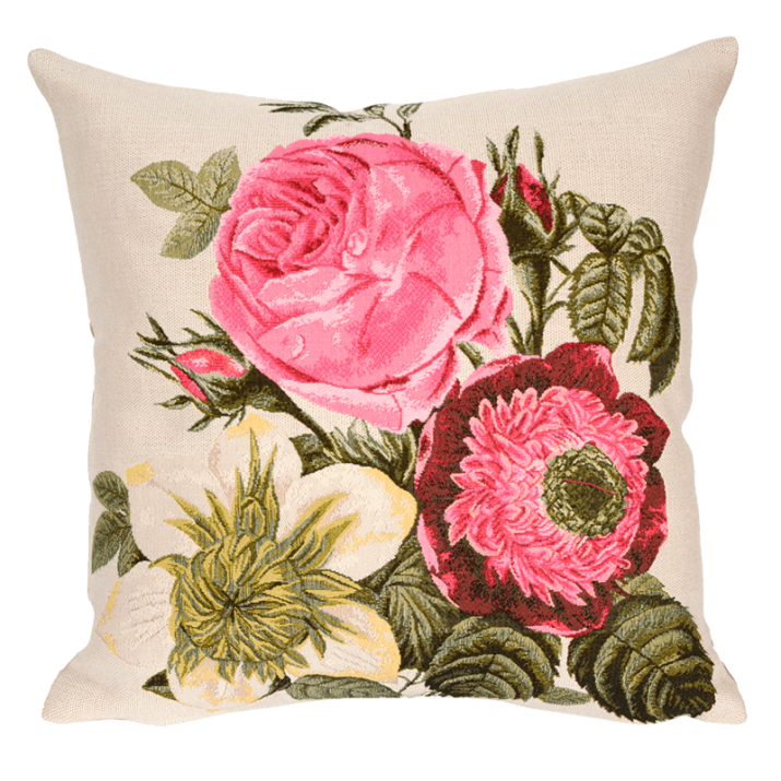 Coussin fleur Rose et anémone - Jules Pansu