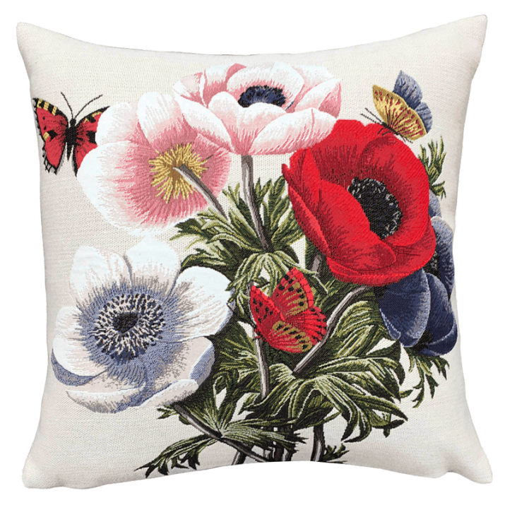 Coussin fleurs bouquet d'Anémones - Jules Pansu