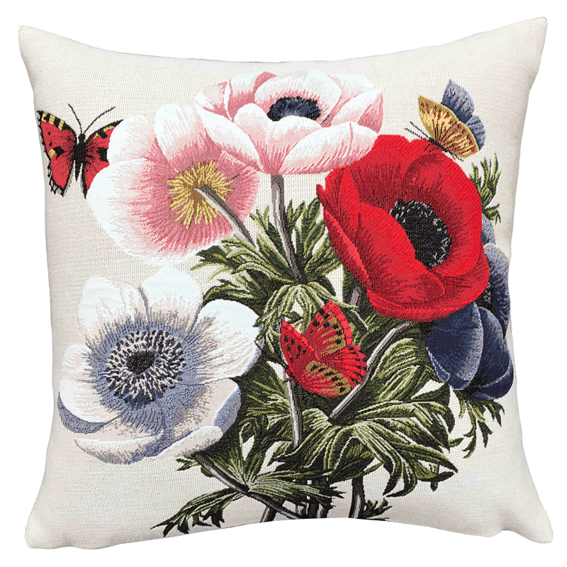 Coussin fleurs bouquet d'Anémones - Jules Pansu