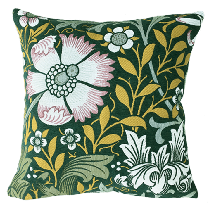 Coussin floral Le Hameau bleu jaune William Morris - Jules Pansu