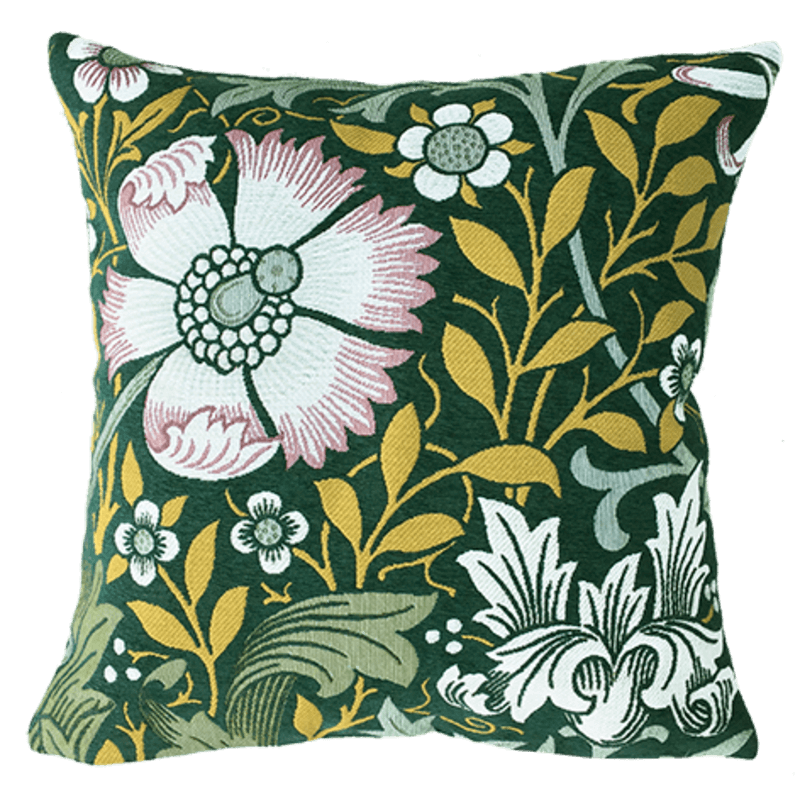 Coussin floral Le Hameau bleu jaune William Morris - Jules Pansu