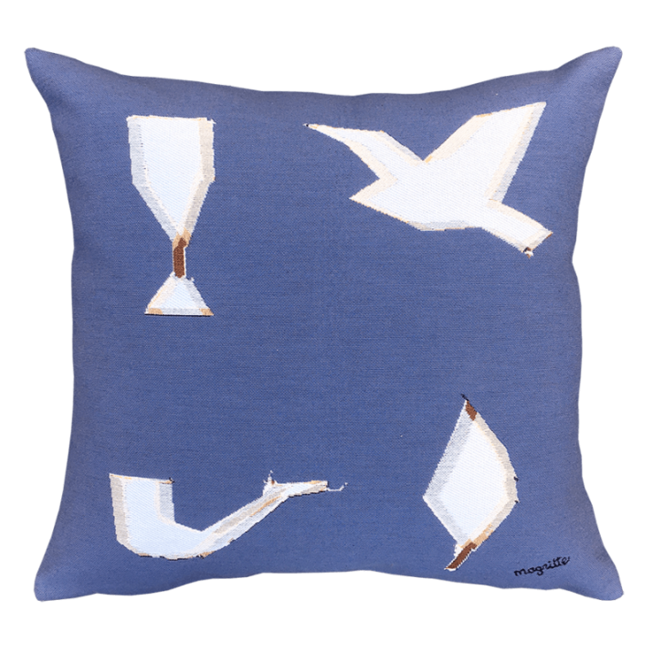 Cushion Pipe, feuille, oiseau et verre Magritte - Jules Pansu