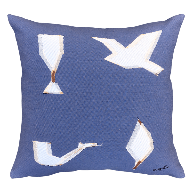 Cushion Pipe, feuille, oiseau et verre Magritte - Jules Pansu