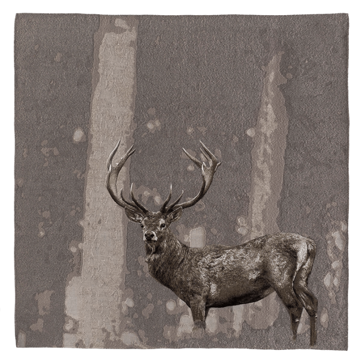 Plaid cerf Bois Dormant taupe - Jules Pansu
