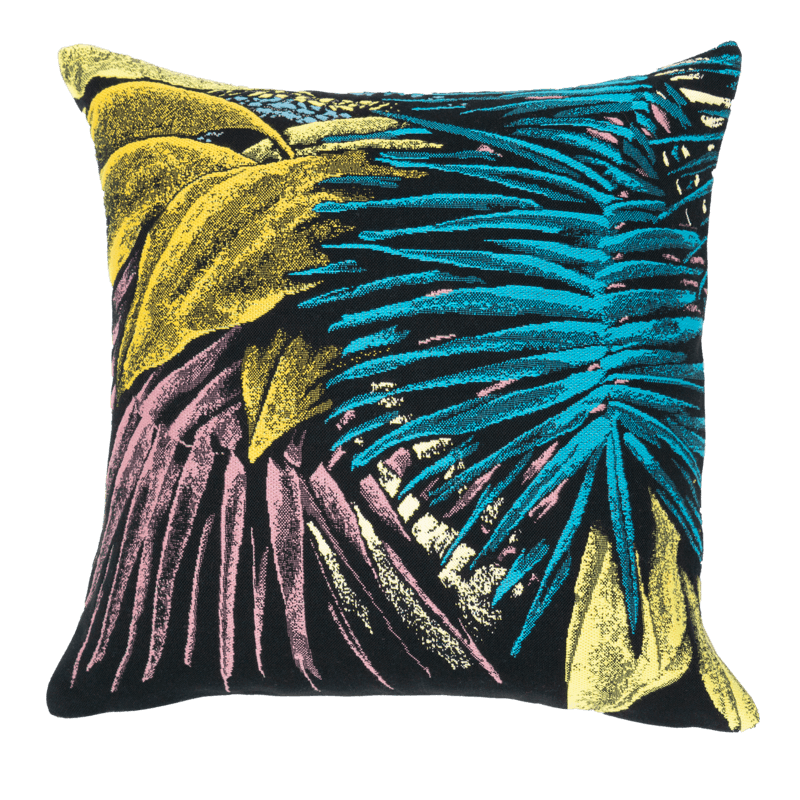 Julien Colombier cushion Total tropical - jungle, black, green, pink, yellow, blue, purple Jules Pansu