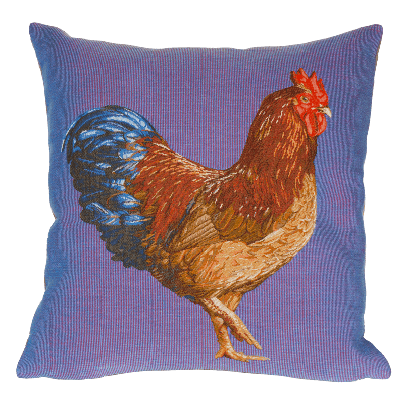 Marans blue cushion, countryside, indoor, rooster - Jules Pansu