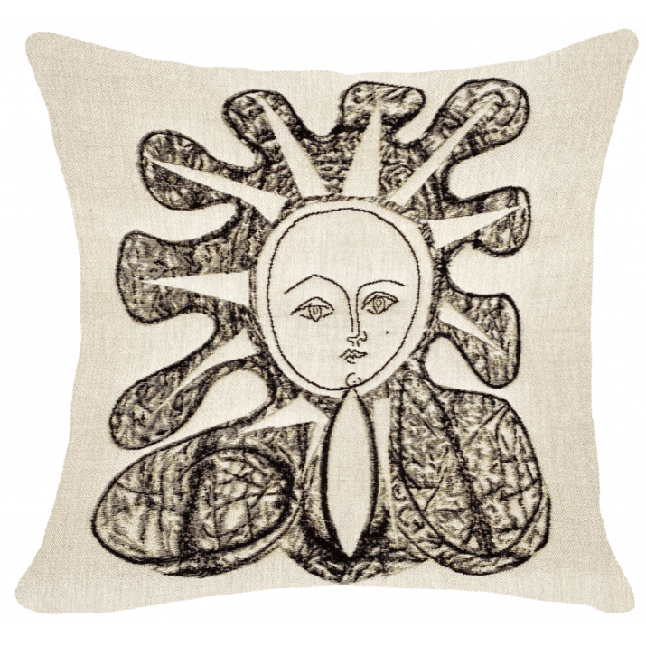 Françoise au soleil cushion 1946, artist design, exterior, black and white, line drawing- Jules Pansu