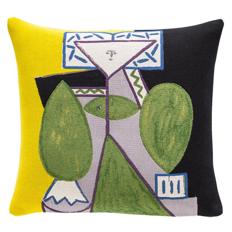 Cushion Femme en vert et mauve 1947 - Jules Pansu