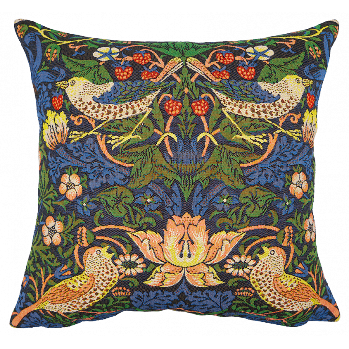 coussin William Morris Strawberry thief par le tisserand Jules Pansu - Jacquard Tapisserie made in France