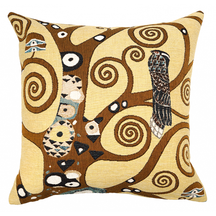 Coussin artiste Klimt en jacquard tapisserie par Jules Pansu - Made in France, Boutiques de musées, idées cadeaux