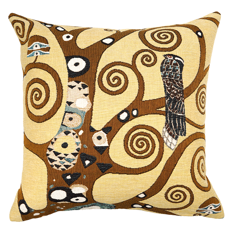 Coussin artiste Klimt en jacquard tapisserie par Jules Pansu - Made in France, Boutiques de musées, idées cadeaux
