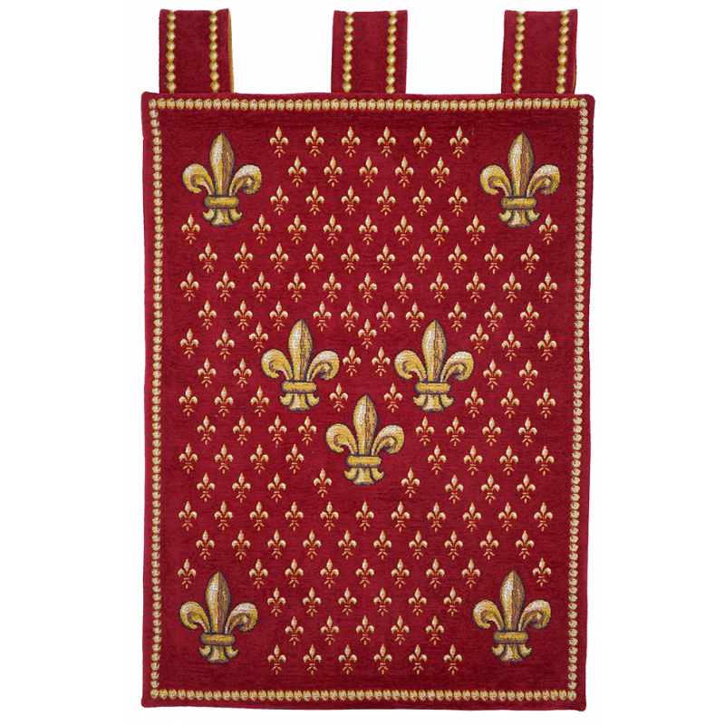 Tapisserie fleurs de lys Trois Lys rouge - Jules Pansu