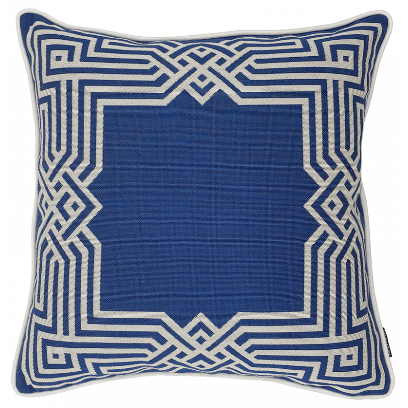 Art deco blue cushion in jacquard weaving tapestry Jules Pansu - Made in France - 11170
