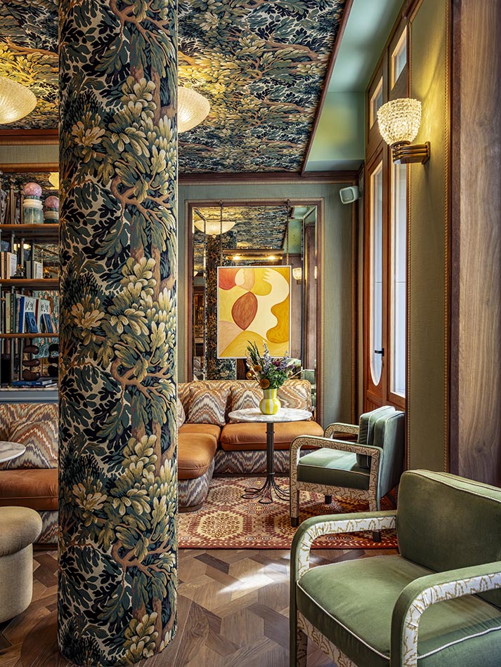 Verdure Daville Fabric by Jules Pansu for the Hotel La Fantaisie Paris by the architect Martin Brudnizki